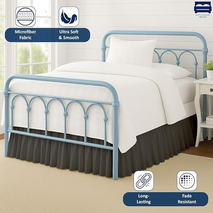 Cottingon Bed Skirt Full 14" Drop with Split Corners, 100% Microfiber Soft and Stylish, Dust Ruffle with Platform, Dark Grey