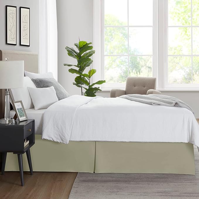 Nestl Green Bed Skirt King Size - King Bed Skirt 14 Inch Drop - Brushed Microfiber Bed Skirts - Hotel Quality Pleated Bed Skirt - Shrinkage & Fade Resistant