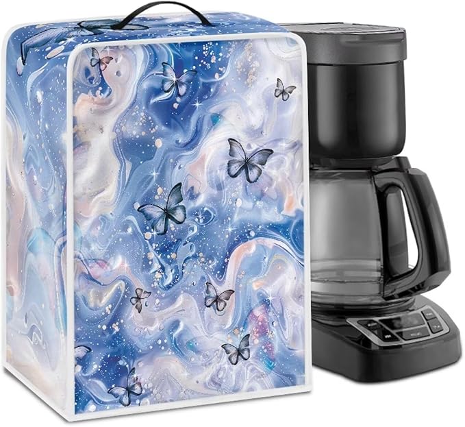 Marble Texture Butterfly Pattern Coffee Maker Covers With Top Handle Folding Coffee Machine Dust Covers For Blender Mixer Juice Machine Keep Office Home Kitchen Clean