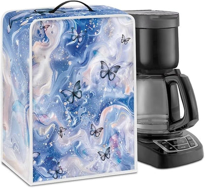 Marble Texture Butterfly Pattern Coffee Maker Covers With Top Handle Folding Coffee Machine Dust Covers For Blender Mixer Juice Machine Keep Office Home Kitchen Clean
