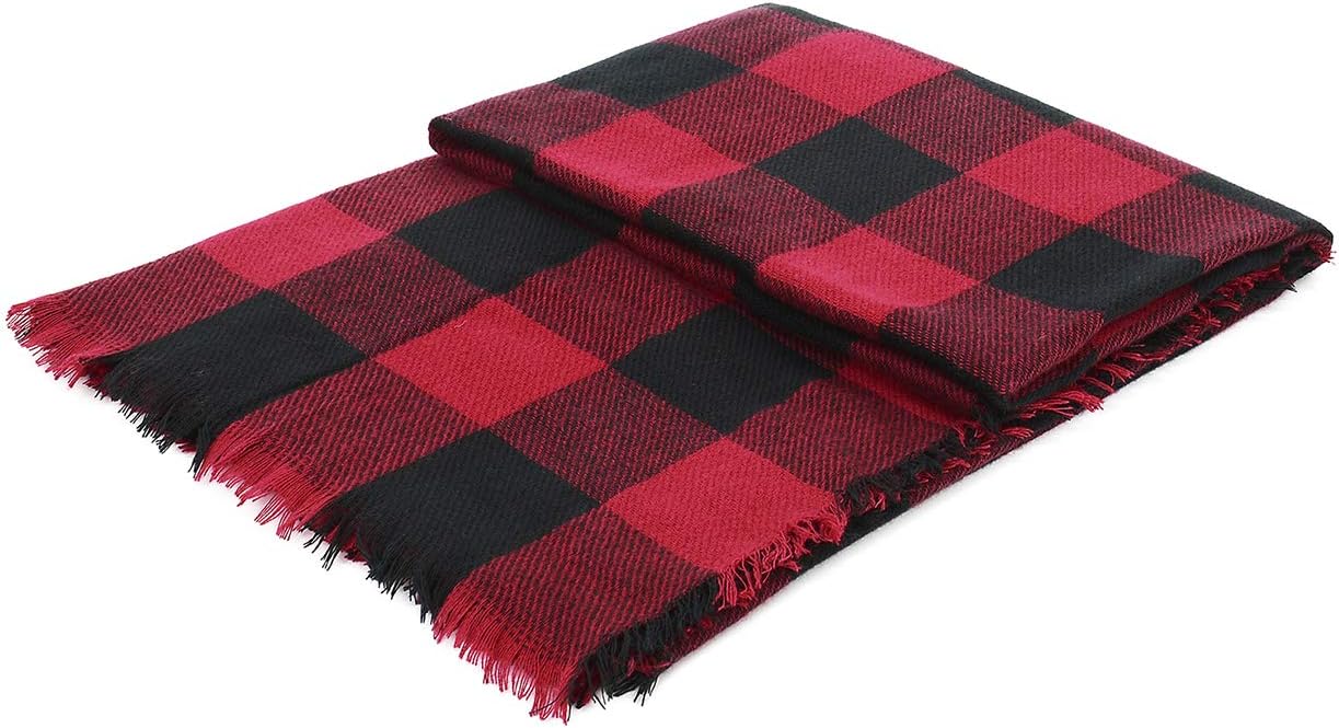 American Trends Women's Cozy Warm Winter Fall Blanket Scarf Stylish Soft Chunky Checked Giant Scarves Shawls
