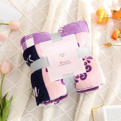SOCHOW Giftable Throw Blanket for Mom, Super Soft and Cozy Gift for Birthday, Mother's Day from Daughter Son, Best Mom Ever Present Blanket, 50 x 60 inches, Purple