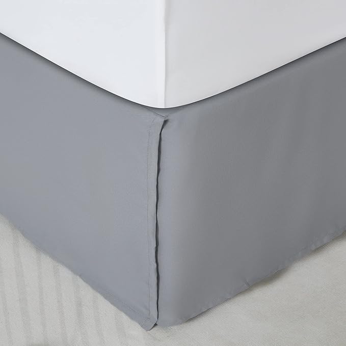 SONIVE King Bed Skirt,15" Drop Pleated Dust Ruffle,Classic Tailored Easy Fit Brushed Microfiber Skirts Hotel Quality Shrinkage & Fade Resistant Grey