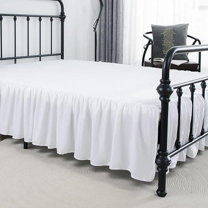 Bed Skirt King Size Ruffled Bed Skirts with Split Corners, 15 Inch Drop Dust Ruffle Bed Skirt with Platform, White