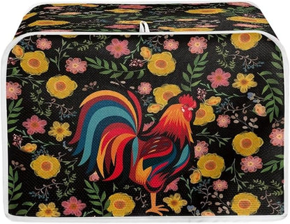 ZFRXIGN Sunflower Chicken Toaster Cover 4 Slice Wide Slot Toaster Rooster Cover Dust Cover with Top Handle Bread Maker Cover Small Kitchen Appliance Cover Home Decor