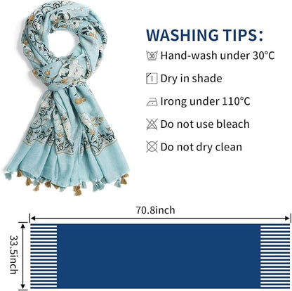 Scarf for Women Lightweight Soft Floral Leopard Printed Scarves Fall Winter Fashion Shawl Wrap with Fringe