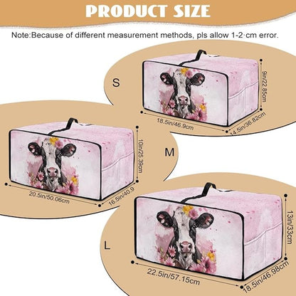 Air Fryer Toaster Oven Dust Cover Washable Fabric Convection Oven Protector with Storage Pockets, L, 18.5 x 22.5 x 13 Inches, Cow Pink Flower Pattern