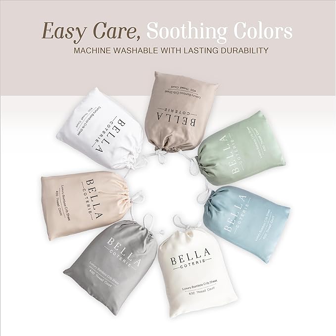 Bella Coterie Luxury Bamboo Viscose Crib Sheet | Organically Grown | Ultra Soft | Cooling for Better Sleep | Deep Pocket Fitted Sheet for Crib & Toddler Mattress | 100% Organically Grown [White]