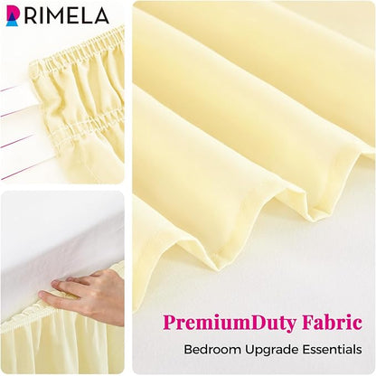 RIMELA Bed Skirt King Size 15 Inch Drop, Wrap Around Elastic Bedskirt Solid Microfiber Luxury Hotel Quality Fabric, Easy to Install Machine Washable Wrinkle & Fade Resistant, Light Yellow