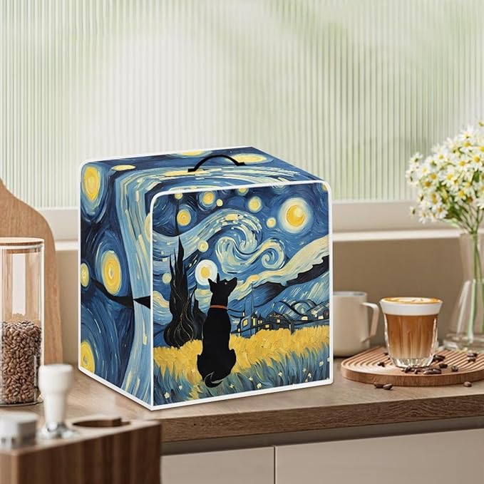 Coffee Maker Covers With Top Handle Folding Coffee Machine Dust Covers For Blender Mixer Juice Machine Keep Office Home Kitchen Clean Starry Night Dog Pattern