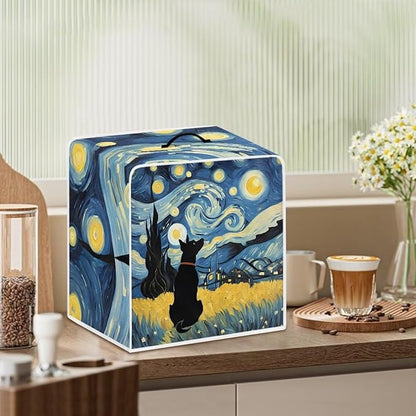 Coffee Maker Covers With Top Handle Folding Coffee Machine Dust Covers For Blender Mixer Juice Machine Keep Office Home Kitchen Clean Starry Night Dog Pattern
