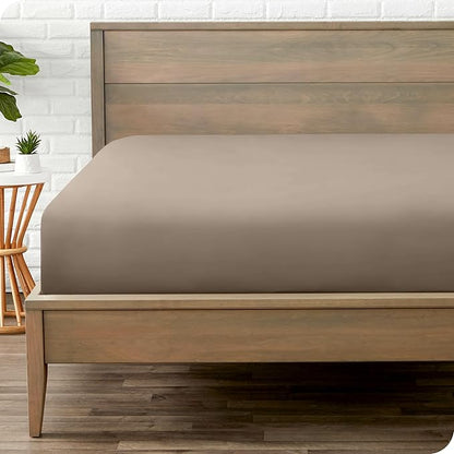 Bare Home Fitted Bottom Sheet King Size - Premium 1800 Microfiber - Ultra-Soft Hotel Luxury - Deep Pocket - Durable and Long Lasting - Fitted Sheet (King, Taupe)