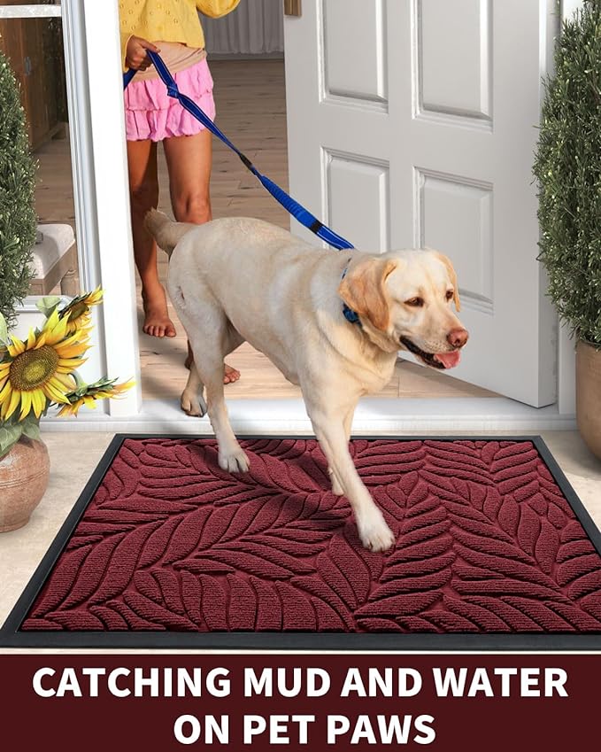 Yimobra 47x32 Large Door Mat Outdoor Indoor, All-Season Waterproof Door Mat Outside Entrance, All-Weather Non-Slip Outside Doormat for Garage Patio Entryway, Red