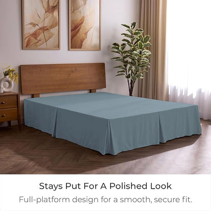 Mellanni Bed Skirt Full Size - Bed Skirting - 15-Inch Tailored Drop Pleated Dust Ruffle - Hotel Luxury Bedding - Wrinkle, Fade, Stain Resistant - 1 Bedskirt (Full, Spa Blue)