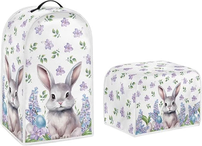 Easter Day Decoration Cute Rabbit Kitchen Appliance Covers Set - Washable Blender, Bread Maker, and 2 Slice Toaster Dust Cover Accessories - S