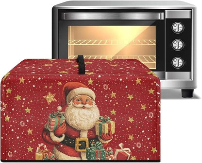 Microwave Oven Cover, Christmas Santa Claus Anti-Scratch Deep Fryer Cover Heat-Resistant Dustproof for Air Fryer Toaster Oven Microwave Oven Microwaves Dust Covers with Handles