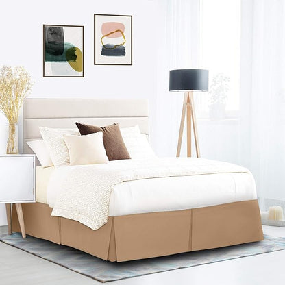 Nestl Light Brown Twin Bed Skirt - Twin Size Bed Skirt 14 Inch Drop - Brushed Microfiber Bed Skirts - Hotel Quality Pleated Bed Skirt - Shrinkage & Fade Resistant