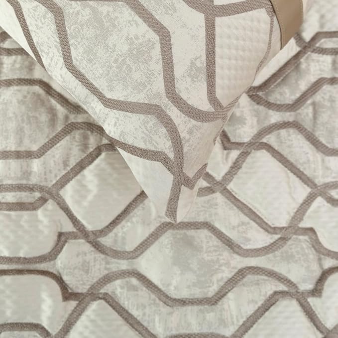 The HomeCentric King/Queen/Twin Ivory & Silver Decorative Full 68"x18" Bed Runner Without Pillow Cover, Lattice & Quilted Bed Scarf on Jacquard Silk Fabric - Ivory Delicacy