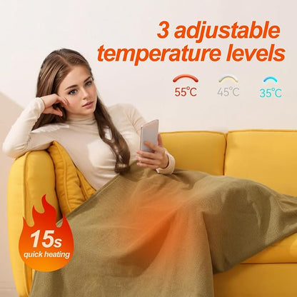 Portable Heated Shawl, 2026 New Portable Heated Blanket Shawl Wraps for Women, Cordless Heated Blanket with 3 Heating Levels for Home Camping Travel (Green)