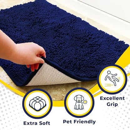 Muddy Mat® Shown on TV – Super Absorbent Door Mat Indoor, Microfiber Quick Dry Chenille Entryway Rug, Non-Slip Front Door Mat, Indoor Mats for Entryway, Machine Washable Pet Rug, Navy Blue 24"x36"