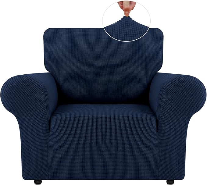 LURKA Stretch Chair Sofa Slipcovers 1 Piece Couch Covers for Sofa Furniture Protector Full Sofa Covers with Elastic Bottom for Kids and Dog (Small, Navy)