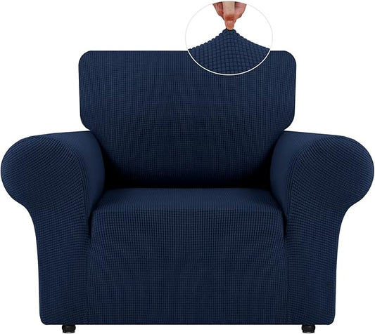 LURKA Stretch Chair Sofa Slipcovers 1 Piece Couch Covers for Sofa Furniture Protector Full Sofa Covers with Elastic Bottom for Kids and Dog (Small, Navy)