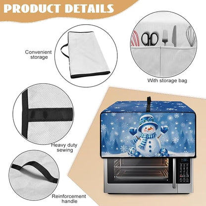 Christmas Toaster Oven Dust Cover Small Kitchen Appliance Cover for Countertop Convection Ovens,Small Appliances, L, 18.5 x 22.5 x 13 Inches, Blue Snowman Snowflake