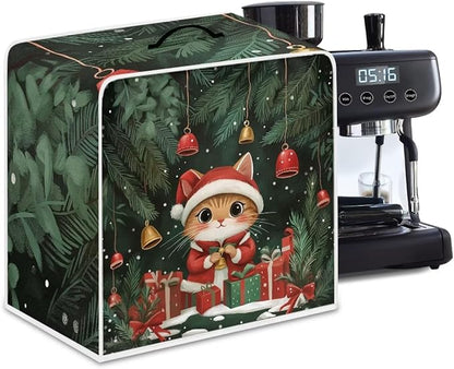 Coffee Maker Cover Christmas Cat Coffee Up Covers Dustproof Protector for Mixer Foldable Appliance Cover