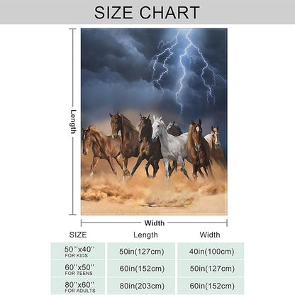 Lightning & Horse Throw Blanket for Couch, Super Soft Fuzzy Throws Warm Comfortable Plush Fleece Blanket, Fashion Decorative Flannel Fleece Blanket for All Season(60 x 80 in, Lightning & Horse)