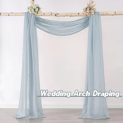 DONREN Sheer Canopy Bed Curtains Panels- Elegant Solid Voile Sheer Valance Topper Long Window Treatment Scarf for Villa/Cottage (1 Pcs, Dusty Blue, W34 x L216 Inch)