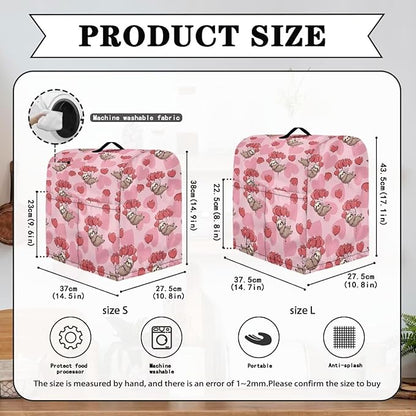 Funny Sloth with Hearts Mixer Cover Stand Mixer Dust Proof Covers with Handle and Front Pockets Kitchen Aid Mixer Cover for 4.5-5 Qt Mixer,Kitchen Coffee Maker Toaster Machine Dust Cover