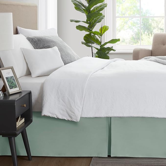 Nestl Sage Green Bed Skirt Cal King Size - Cal King Bed Skirt 14 Inch Drop - Brushed Microfiber Bed Skirts - Hotel Quality Pleated Bed Skirt - Shrinkage & Fade Resistant