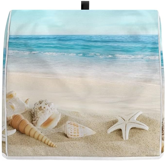 Fashion Mixer Covers Beach Print Indoor Kitchen Decorations, Polyester Dustproof Cover with Pockets for Stand Mixer, Compatible with Stand Mixer, S(4.5-5 qt)