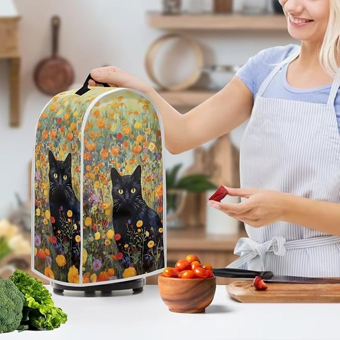 Talayituse Cat Flower Print Blender Cover Kitchen Appliance Covers Stand Mixer or Coffee Juice Machine Blender Dust Cover and Fingerprint Protection