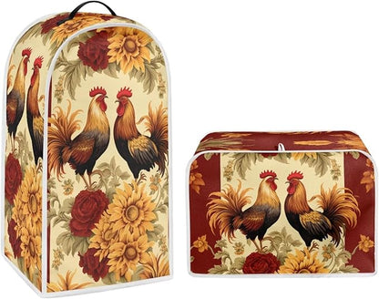 Rooster Toaster and Blender Cover Set Washable Coffee Maker Appliance Covers Sunflower Kitchen Accessories Size M