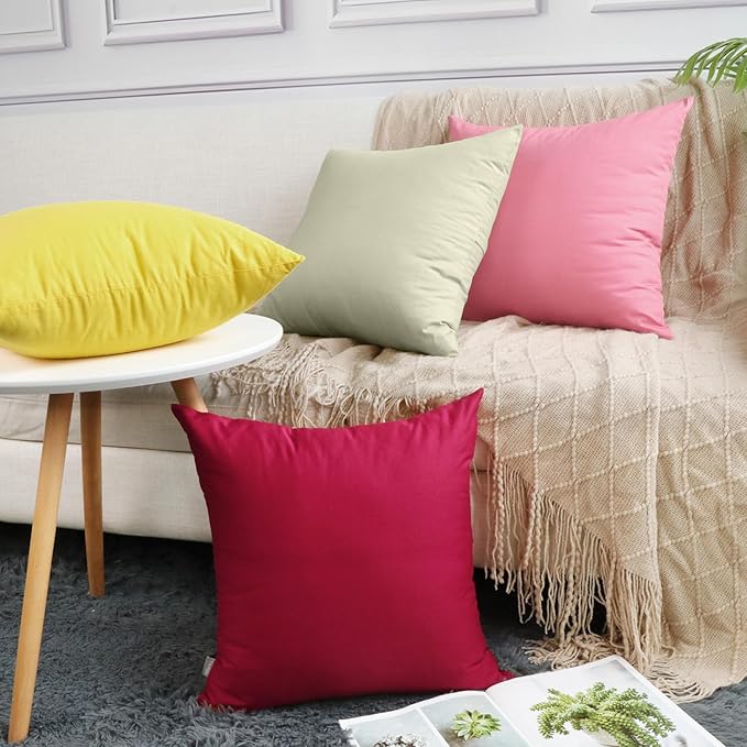 4-Pack 100% Cotton Comfortable Solid Decorative Throw Pillow Case,Thmyo Square Cushion Cover Pillowcase Sublimation Blank Pillow Covers DIY Throw Pillowcase for Sofa Bedroom(16x16 inch/ 40x40cm,Beige)