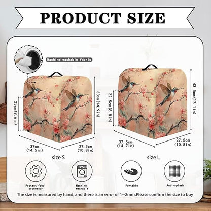 Hummingbird with Flower Mixer Covers Washable Stand Mixer Dust Cover Fit Kitchen Aid Mixer 4.5-8 Quart Home Kitchen Small Appliance Protector