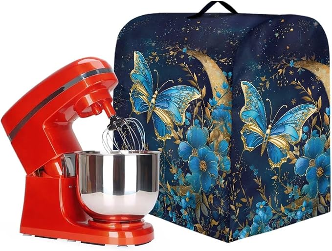 Blue Butterfly Flower Mixer Covers Dust Mixer Covers for Stand Mixer Kitchen Counter Mixer Parts & Accessories Decor for Kitchen Kid Mixer Cover