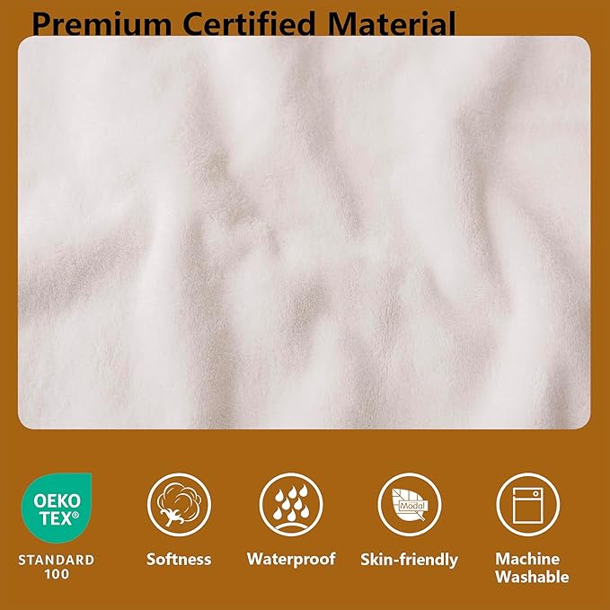 Waterproof Blanket for Bed King Size, Leak Proof Dog Couch Blankets Reversible, Pet Throw Sofa Furniture Protector Machine Washable-82 x108,Orange+Cream
