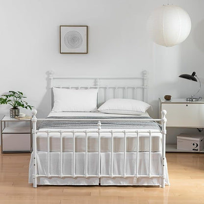 Queen Bed Skirt, Pleated Waffle Weave Bed Skirt with Split Corners, Tailored Dust Ruffle 16 Inch Drop Easy Fit, Machine Washable (White, Queen - 16" Drop)