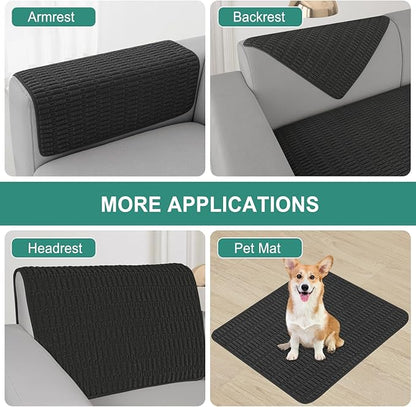 Foxdecor Couch Arm Covers Sofa Arm Covers, Arm Chair Covers Set of 2, Non-Slip Chair Arm Covers, Arm Rest Cover for Sofa, Armchair Slipcovers Couch Protector (Black 20x20 inch)