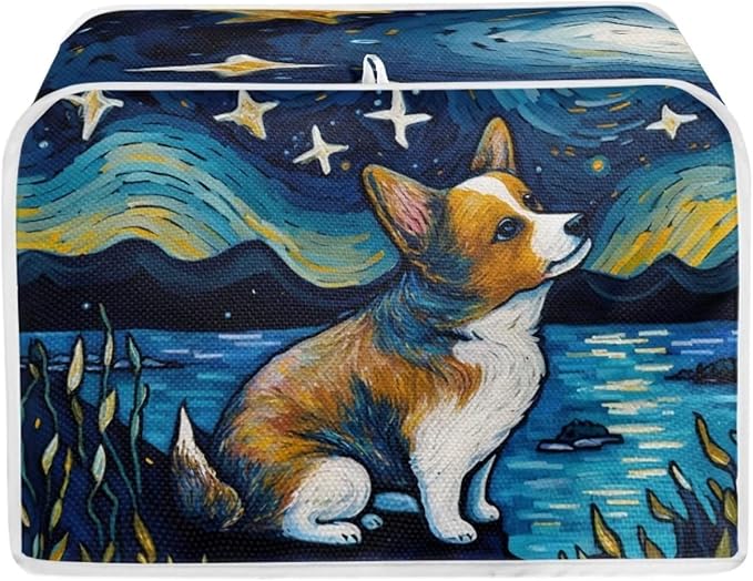 ZFRXIGN Corgi Toaster Cover, 2/4 Slice, Starry Night, Blue, Polyester, Dust Cover