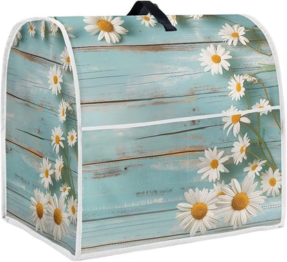 Daisy Stand Mixer Cover Teal Wood Kitchen Appliance Cover for 4.5-5 Quart Mixers Washable Food Processor Protective Covers Kitchen Mixers Accessories