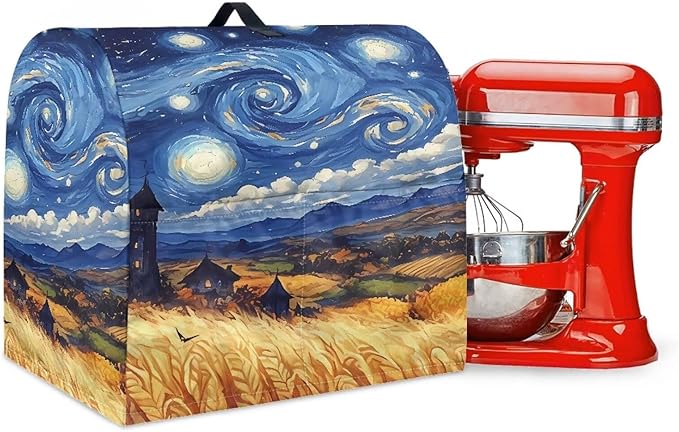 Blue Starry Night Print Mixer Cover Kitchen Aid Cover Dust Covers with 2 Pocket and Handle Kitchen Appliance Coffee
