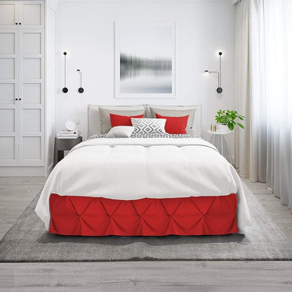 Nestl Red Bed Skirt - Cal King Size, Pinch Pleat, 14" Drop, Hotel Quality, Microfiber