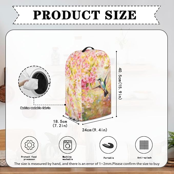 Birds Flower Blender Dust Cover Stand Mixer or Coffee Maker Appliance Covers with Drawstring Anti Fingerprint Polyester Dust Stain Resistant Blender Cover for Home Kitchen