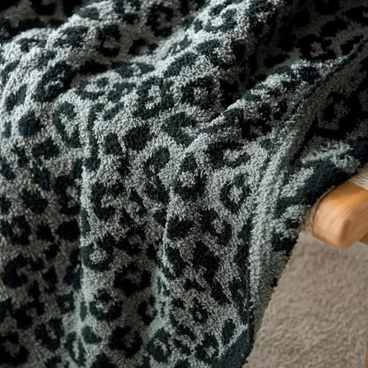 Yarn Leopard Jacquard Throw Blanket Fringe Lightweight Cozy Bed Blanket Soft Throw Blanket fit Couch Sofa Suitable for All Season,Graphite/Carbon