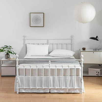 Full Bed Skirt - Full Size Bed Skirt 16 Inch Drop with Split Corners, Pleated Waffle Weave Bed Skirt,Tailored Dust Easy Fit, Machine Washable (White, Full - 16" Drop)