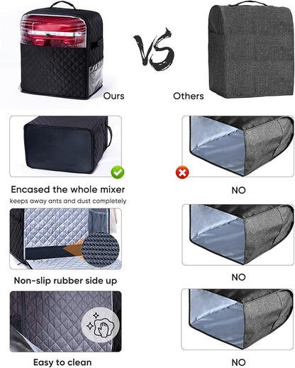 BAGSPRITE Stand Mixer Cover with Appliance Sliders Base Compatible with KitchenAid Mixer-Storage Bag for 4.5/5 Quart with Pockets for Kitchen Aid Accessories and Attachments