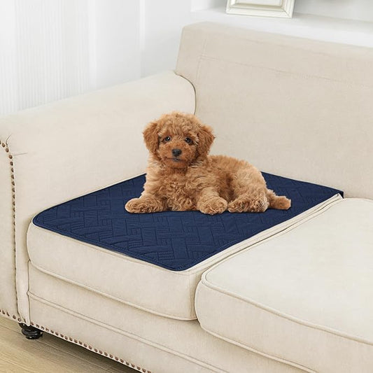 BOCTOPUG Dog Bed Cover for Pets Blankets Rug Pads for Couch Protection Waterproof Bed Covers Dog Blanket Furniture Protector Reusable Changing Pad (Navy Blue+Stone Blue, 20"x30")